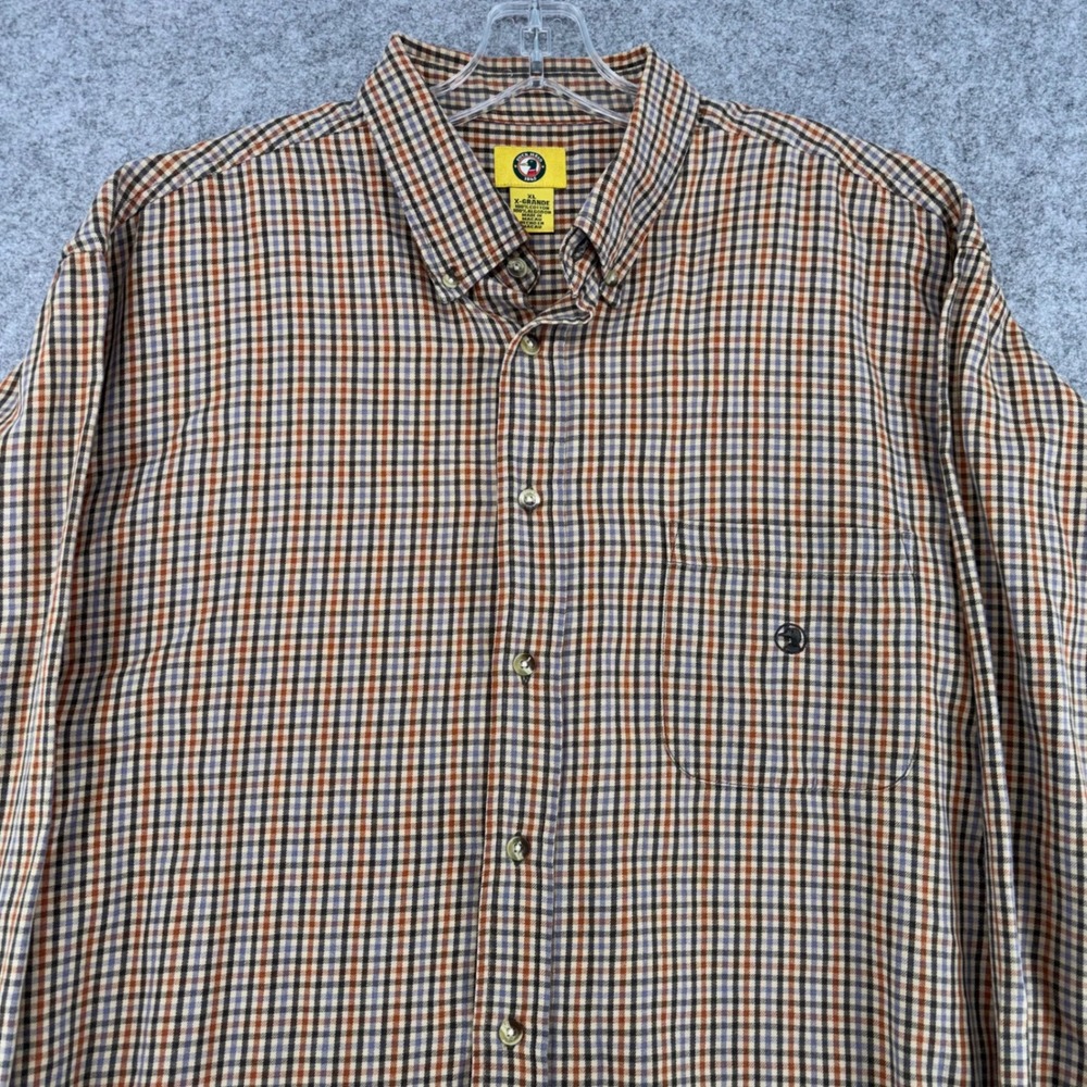 Duck Head Mens XL Long Sleeve Plaid Button Down Shirt Cotton Orange Blue Tan
